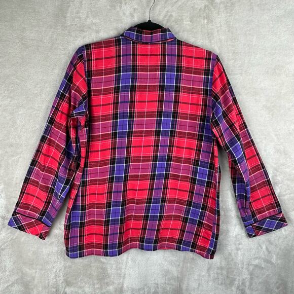 Victorias Secret Pajama Set Women Small Red Metallic Plaid Flannel Pants Holiday - Picture 7 of 16